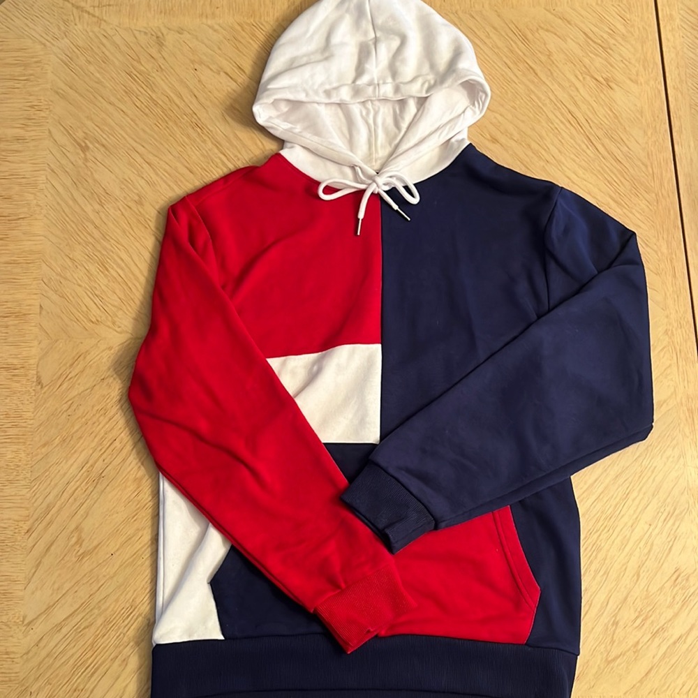 Mens Forever 21 Red White and Navy Blue Hoodie